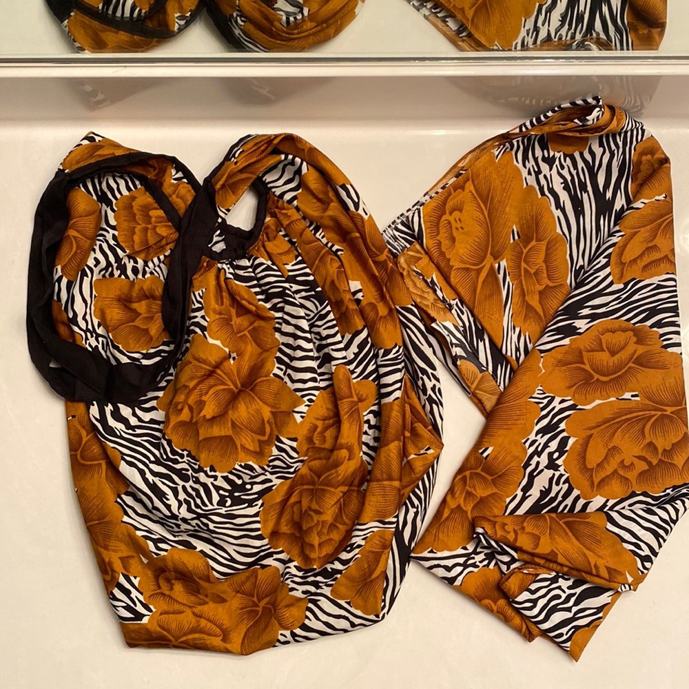 Sarong animal print coverup with matching bag